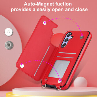 Samsung A14 Rood - Back Cover met Koord