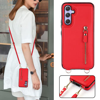 Samsung A14 Rood - Back Cover met Koord
