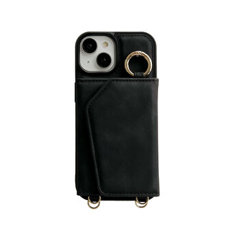 iPhone 14 - Charcoal Gray - 2 in 1 MagSafe Wallet Case - met Koord