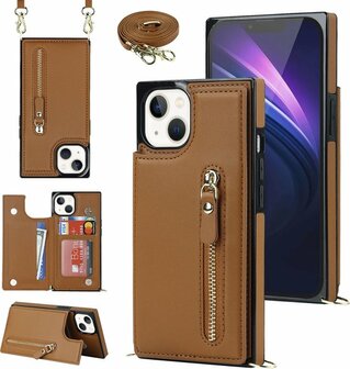 iPhone 15 Bruin - Back Cover met Koord