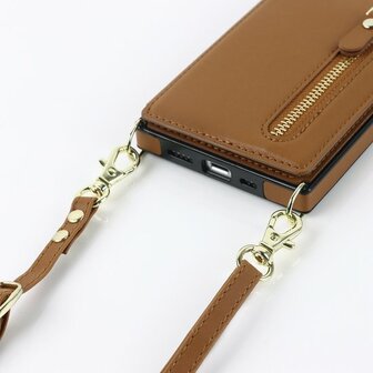 iPhone 15 Bruin - Back Cover met Koord