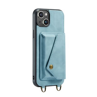 iPhone 15 Aqua Blue - Back Cover met Koord