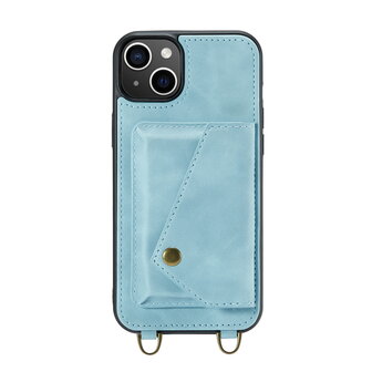 iPhone 15 Aqua Blue - Back Cover met Koord