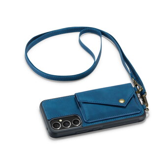 Samsung A14 Navy Blue - Back Cover met Koord