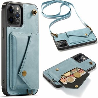 iPhone 12 Pro Max Aqua Blue - Back Cover met Koord