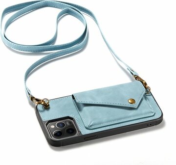 iPhone 12 Pro Max Aqua Blue - Back Cover met Koord