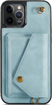 iPhone 12 Pro Max Aqua Blue - Back Cover met Koord