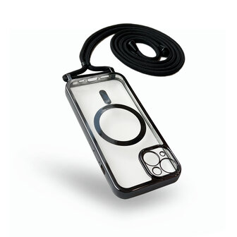 iPhone 14 Zwart - Magsafe TPU met Koord