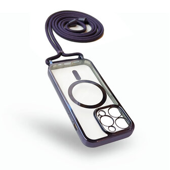 iPhone 14 Pro Max Paars - Magsafe TPU met Koord