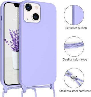 iPhone 14 Pro Max Paars - TPU Back Cover met Koord