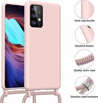 Samsung A53 Roze - TPU Back Cover met Koord
