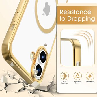 iPhone 16 Plus - MagSafe TPU met Koord &amp;amp; Glas - Goud