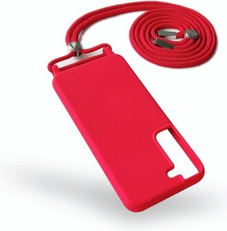 Samsung S22 Rood - TPU Back Cover met Koord