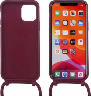 iPhone 12 Pro Max Bordeaux Rood - TPU Back Cover met Koord