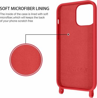 iPhone 14 Pro Max Rood - TPU Back Cover met Koord