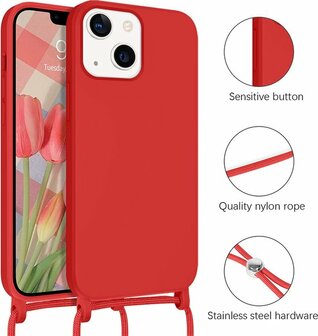 iPhone 14 Pro Max Rood - TPU Back Cover met Koord