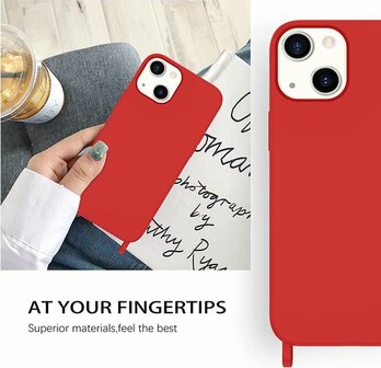 iPhone 14 Pro Max Rood - TPU Back Cover met Koord