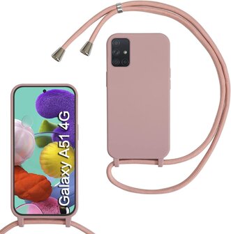 Samsung A51 Mat Roze - TPU Back Cover met Koord