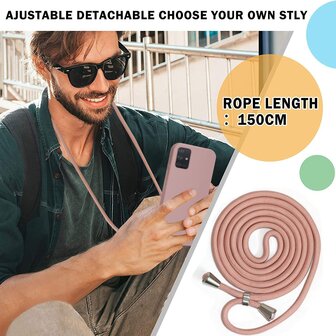 Samsung A51 Mat Roze - TPU Back Cover met Koord