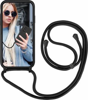 Samsung A13 4G Zwart - TPU Back Cover met Koord