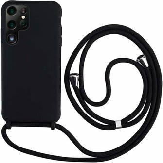 Samsung S23 Ultra Zwart - TPU Back Cover met Koord