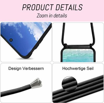 Samsung A34 5G Zwart - TPU Back Cover met Koord