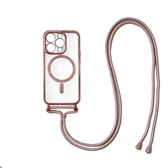 iPhone 14 Pro Max Rosegoud - Magsafe TPU met Koord