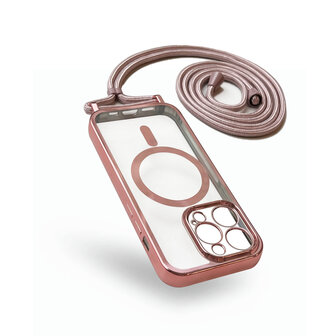 iPhone 14 Pro Max Rosegoud - Magsafe TPU met Koord