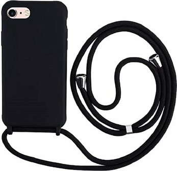 iPhone SE 2022 &amp;amp; SE 2020 Zwart - TPU Back Cover met Koord