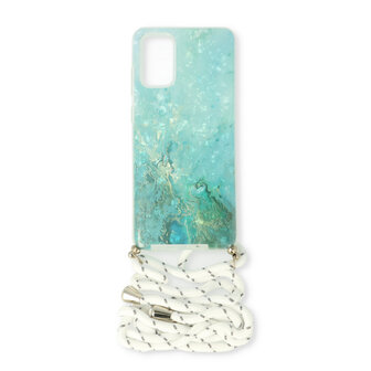 Samsung A41 Blauw - Marmer TPU met Koord