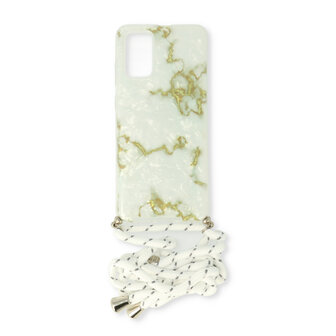 Samsung S20 FE Wit - Marmer TPU met Koord