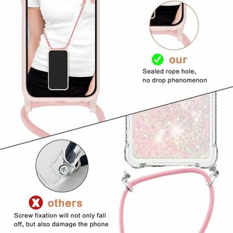 Samsung A12 Roze - TPU Back Cover met Koord