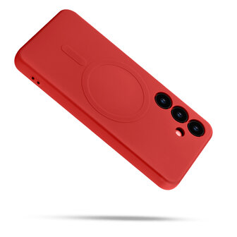 Samsung S25 Plus - Rood - Camera Siliconen MagSafe Back Cover