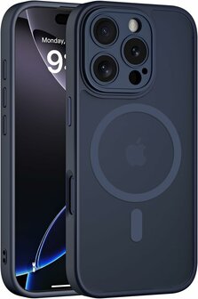 iPhone 16 Pro - Matte MagSafe Armor Back Cover - Donker Blauw