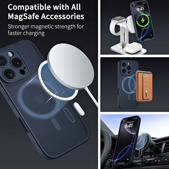 iPhone 16 Pro - Matte MagSafe Armor Back Cover - Donker Blauw