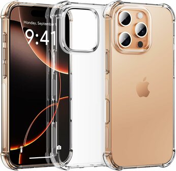 iPhone 16 Pro - Anti Shock &amp;amp; 2X Glas - Transparant