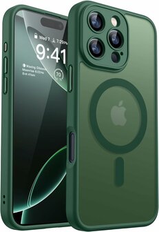iPhone 16 Pro Max - Matte MagSafe Armor Back Cover - Donker Groen