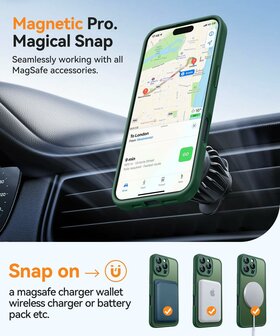 iPhone 16 Pro Max - Matte MagSafe Armor Back Cover - Donker Groen