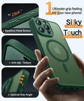 iPhone 16 Pro Max - Matte MagSafe Armor Back Cover - Donker Groen