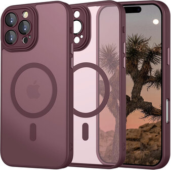 iPhone 16 Pro Max - Matte MagSafe Armor Back Cover - Bordeaux