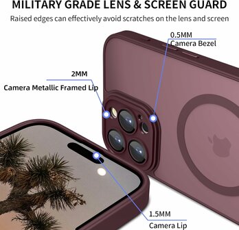 iPhone 16 Pro Max - Matte MagSafe Armor Back Cover - Bordeaux