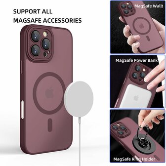 iPhone 16 Pro Max - Matte MagSafe Armor Back Cover - Bordeaux
