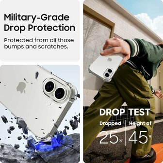 iPhone 16 Plus - Anti Shock &amp;amp; 2X Glas - Transparant