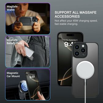 iPhone 16 Pro Max - Matte MagSafe Armor Back Cover - Zwart
