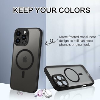 iPhone 16 Pro Max - Matte MagSafe Armor Back Cover - Zwart