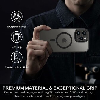iPhone 16 Pro Max - Matte MagSafe Armor Back Cover - Zwart