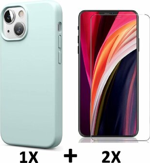 iPhone 13 Mini - Back Cover &amp;amp; 2x Glas - Turquoise