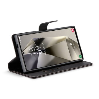 Samsung S24 Ultra - 2 in 1 Leather Book Case - Charcoal Gray