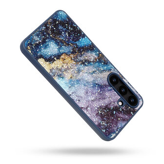 A56 - Blauw - Diamant Marmer Glitter Back Cover