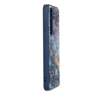 A56 - Blauw - Diamant Marmer Glitter Back Cover